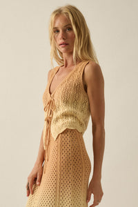 Fading Light Ombre Crochet-Knit Tie-Front Vest - ShopPromesa