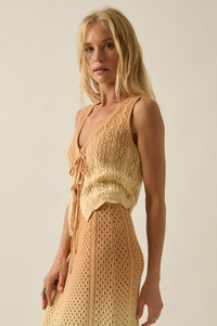 Fading Light Ombre Crochet-Knit Tie-Front Vest - ShopPromesa
