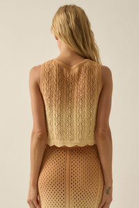 Fading Light Ombre Crochet-Knit Tie-Front Vest - ShopPromesa