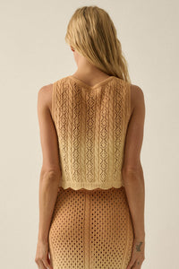 Fading Light Ombre Crochet-Knit Tie-Front Vest - ShopPromesa