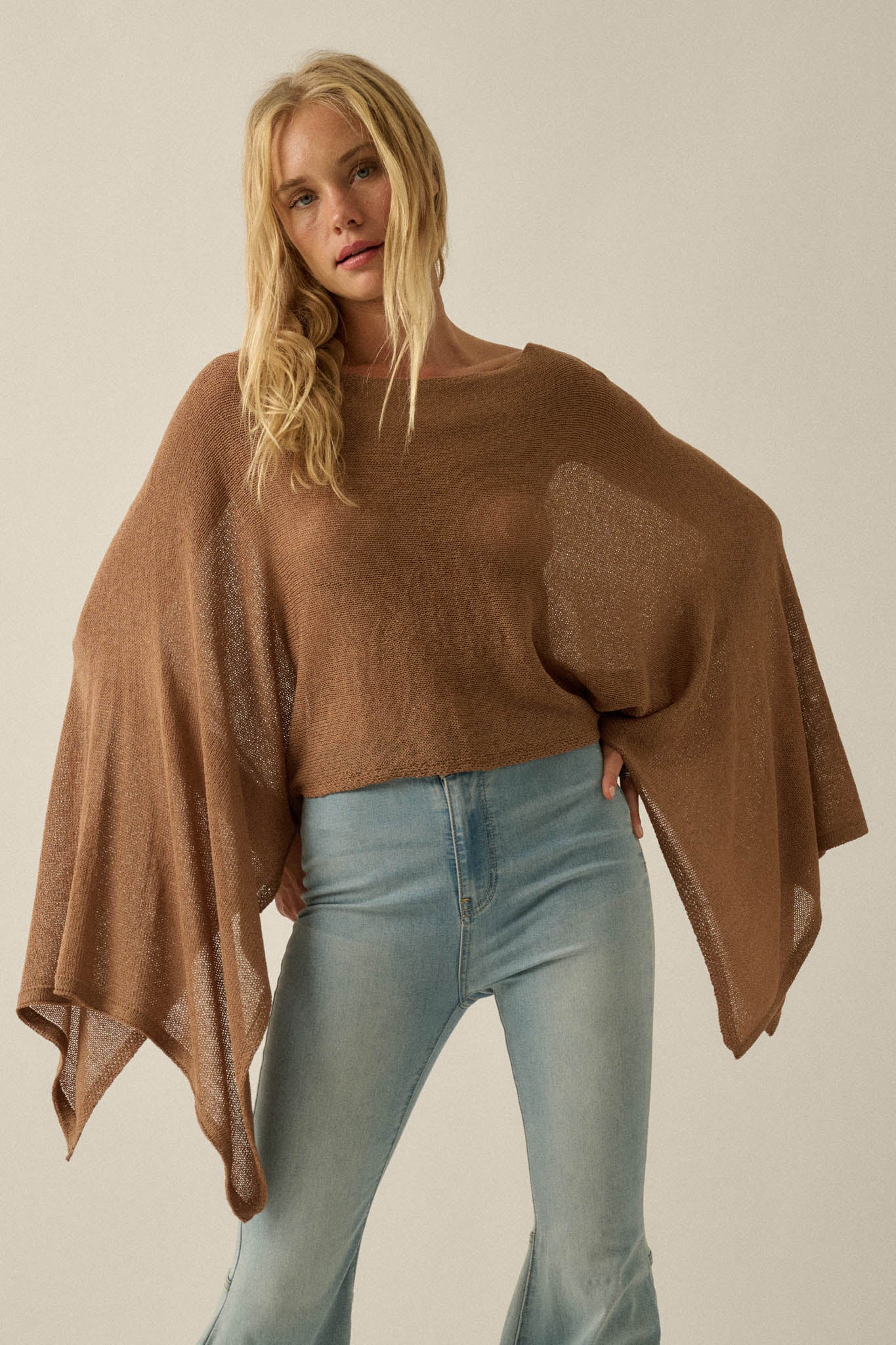 Sheer to Stay Lightweight Knit Poncho Sweater - ShopPromesa