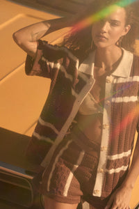 Across the Way Striped Crochet-Knit Camp Shirt - ShopPromesa