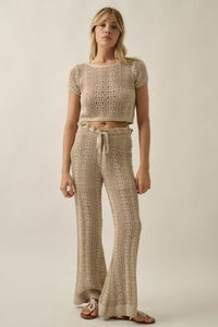 Good Vibes Crochet-Knit Short-Sleeve Cropped Sweater - ShopPromesa
