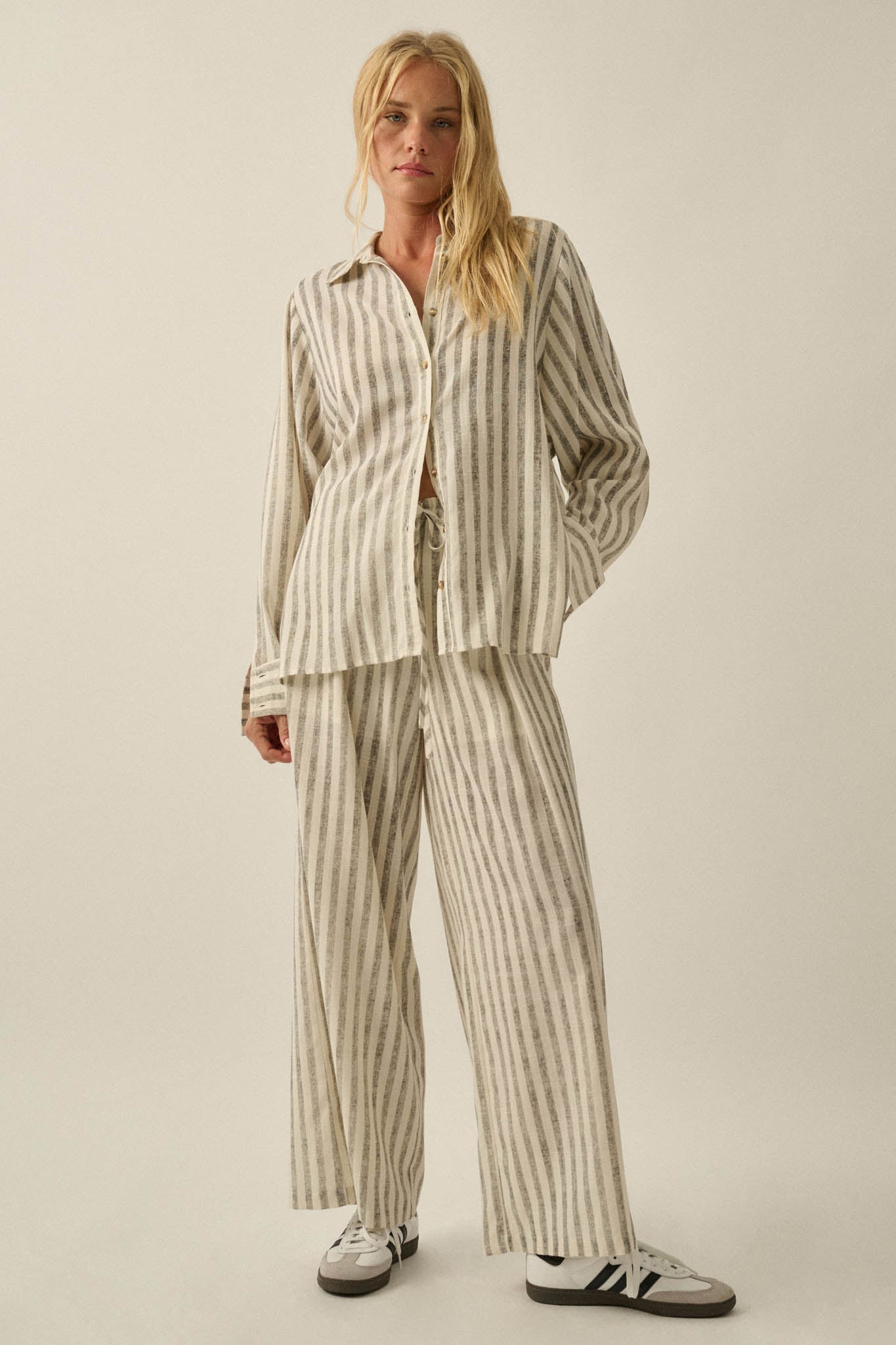 Easy Weekend Striped Oversize Button-Up Shirt - ShopPromesa