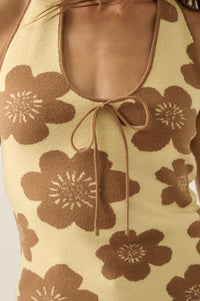 Flower Fun Floral Jacquard-Knit Sweater Halter Top - ShopPromesa