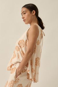 So Delightful Floral Sleeveless A-Line Swing Top - ShopPromesa