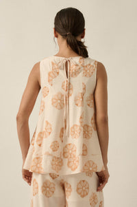So Delightful Floral Sleeveless A-Line Swing Top - ShopPromesa