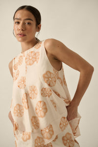 So Delightful Floral Sleeveless A-Line Swing Top - ShopPromesa