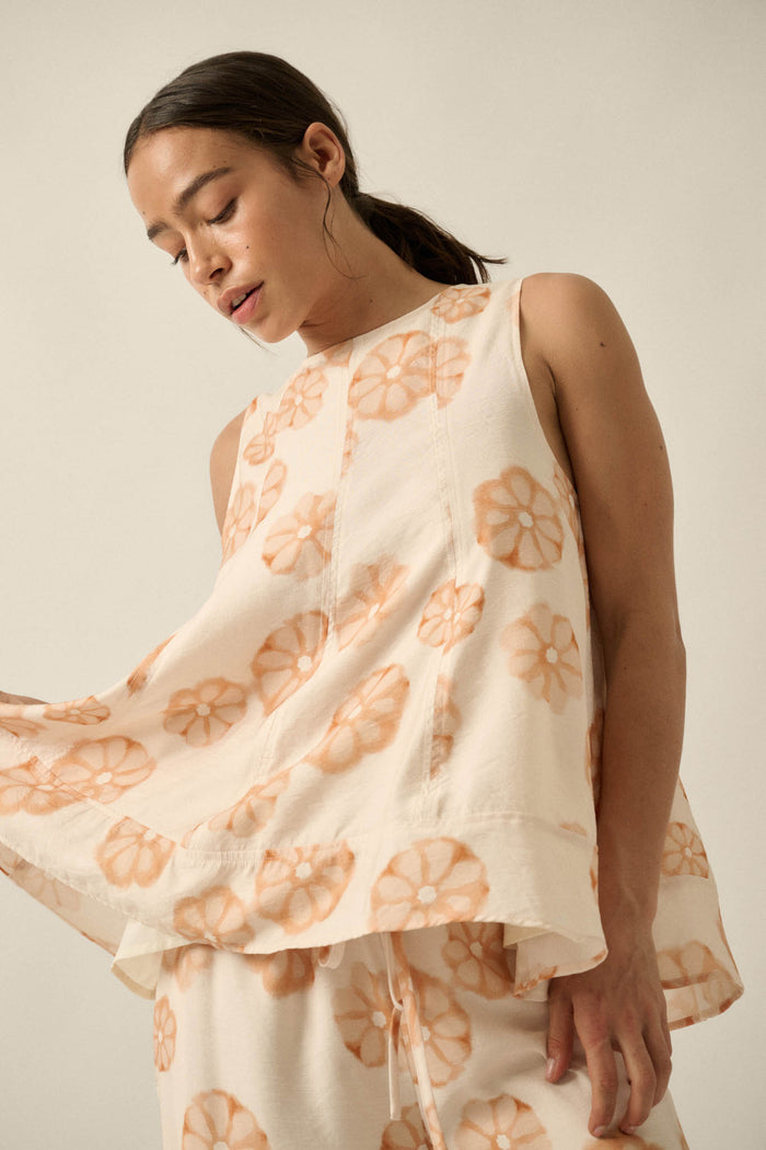 So Delightful Floral Sleeveless A-Line Swing Top - ShopPromesa