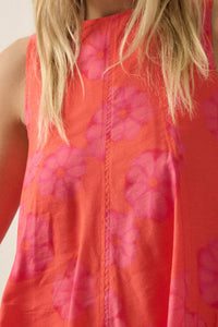 So Delightful Floral Sleeveless A-Line Swing Top - ShopPromesa