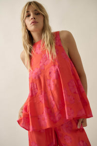 So Delightful Floral Sleeveless A-Line Swing Top - ShopPromesa