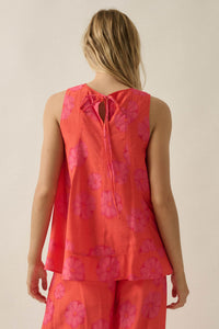 So Delightful Floral Sleeveless A-Line Swing Top - ShopPromesa