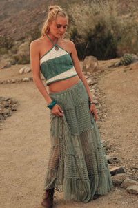 New Horizon Colorblock Crochet-Knit Halter Top - ShopPromesa