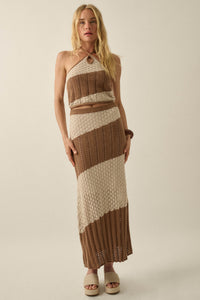 New Horizon Colorblock Crochet-Knit Halter Top - ShopPromesa