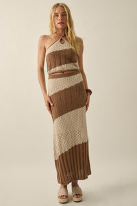 New Horizon Colorblock Crochet-Knit Halter Top - ShopPromesa