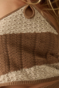 New Horizon Colorblock Crochet-Knit Halter Top - ShopPromesa