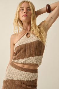 New Horizon Colorblock Crochet-Knit Halter Top - ShopPromesa