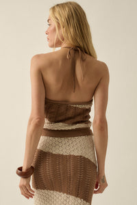 New Horizon Colorblock Crochet-Knit Halter Top - ShopPromesa