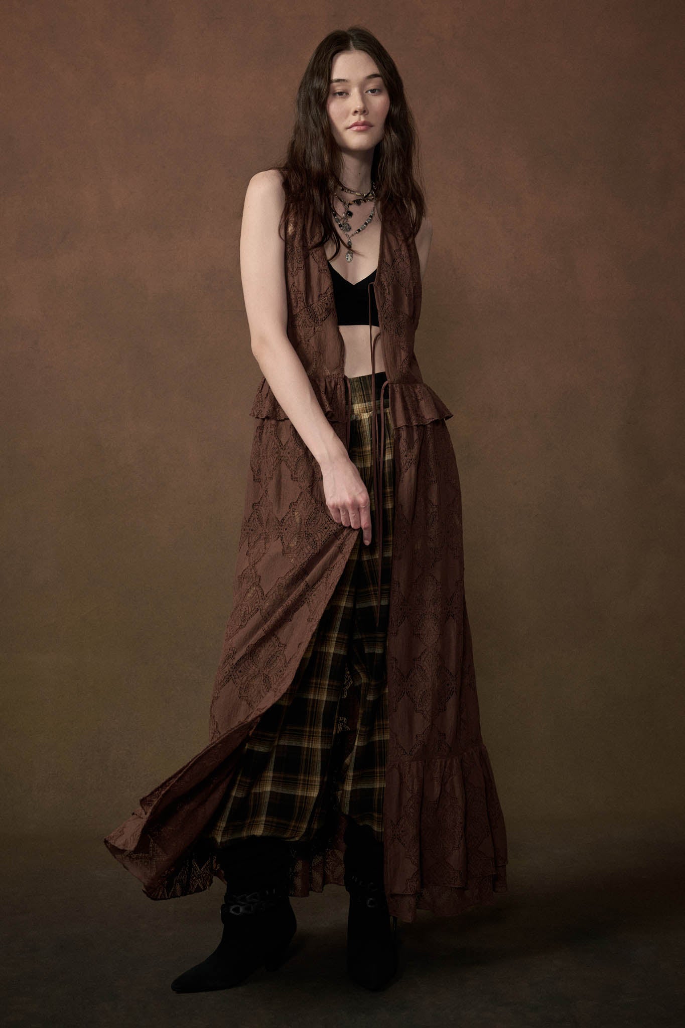 Fly Me Away Sheer Lace Tie-Front Maxi Top
