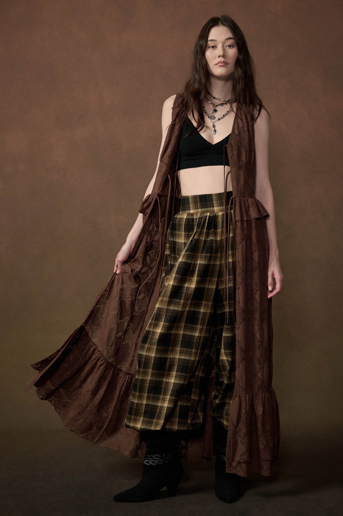 Fly Me Away Sheer Lace Tie-Front Maxi Top