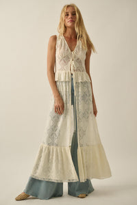 Fly Me Away Sheer Lace Tie-Front Maxi Top - ShopPromesa