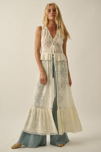Fly Me Away Sheer Lace Tie-Front Maxi Top - ShopPromesa