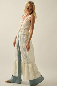 Fly Me Away Sheer Lace Tie-Front Maxi Top - ShopPromesa