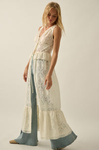 Fly Me Away Sheer Lace Tie-Front Maxi Top - ShopPromesa