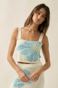 Wild Hibiscus Floral Jacquard-Knit Tank Top - ShopPromesa