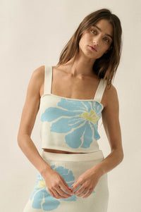 Wild Hibiscus Floral Jacquard-Knit Tank Top - ShopPromesa