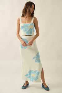 Wild Hibiscus Floral Jacquard-Knit Tank Top - ShopPromesa
