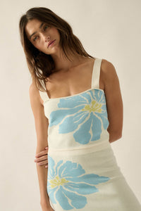 Wild Hibiscus Floral Jacquard-Knit Tank Top - ShopPromesa