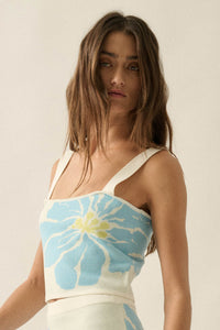 Wild Hibiscus Floral Jacquard-Knit Tank Top - ShopPromesa
