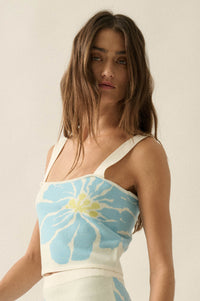 Wild Hibiscus Floral Jacquard-Knit Tank Top - ShopPromesa