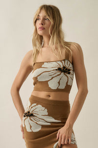 Wild Hibiscus Floral Jacquard-Knit Tank Top - ShopPromesa