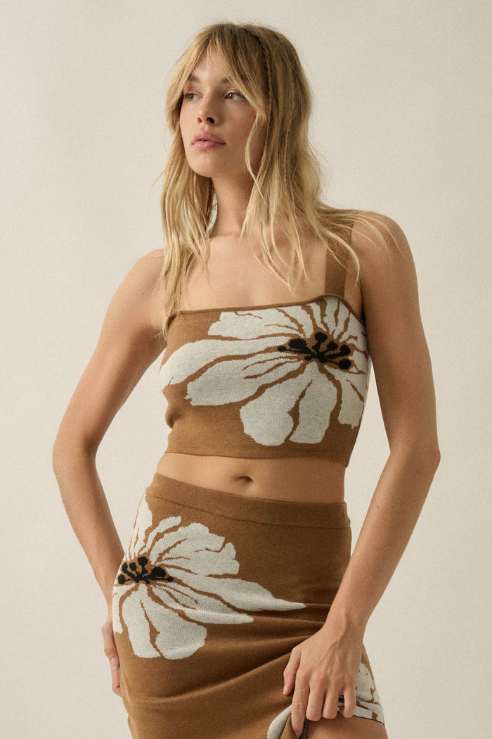 Wild Hibiscus Floral Jacquard-Knit Tank Top - ShopPromesa