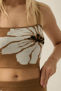 Wild Hibiscus Floral Jacquard-Knit Tank Top - ShopPromesa