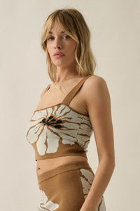 Wild Hibiscus Floral Jacquard-Knit Tank Top - ShopPromesa
