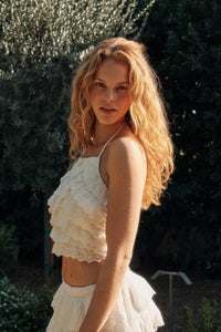 First Crush Tiered Ruffle Eyelet Lace Halter Top - ShopPromesa