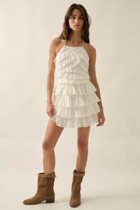 First Crush Tiered Ruffle Eyelet Lace Halter Top - ShopPromesa