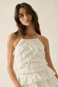 First Crush Tiered Ruffle Eyelet Lace Halter Top - ShopPromesa