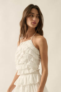 First Crush Tiered Ruffle Eyelet Lace Halter Top - ShopPromesa