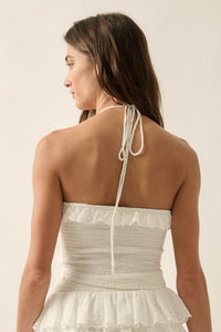 First Crush Tiered Ruffle Eyelet Lace Halter Top - ShopPromesa