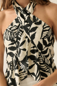 Canopy Breeze Tropical-Print Cross-Front Halter Top - ShopPromesa