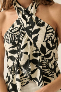 Canopy Breeze Tropical-Print Cross-Front Halter Top - ShopPromesa