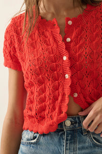 Something More Pointelle-Knit Short-Sleeve Cardigan - ShopPromesa