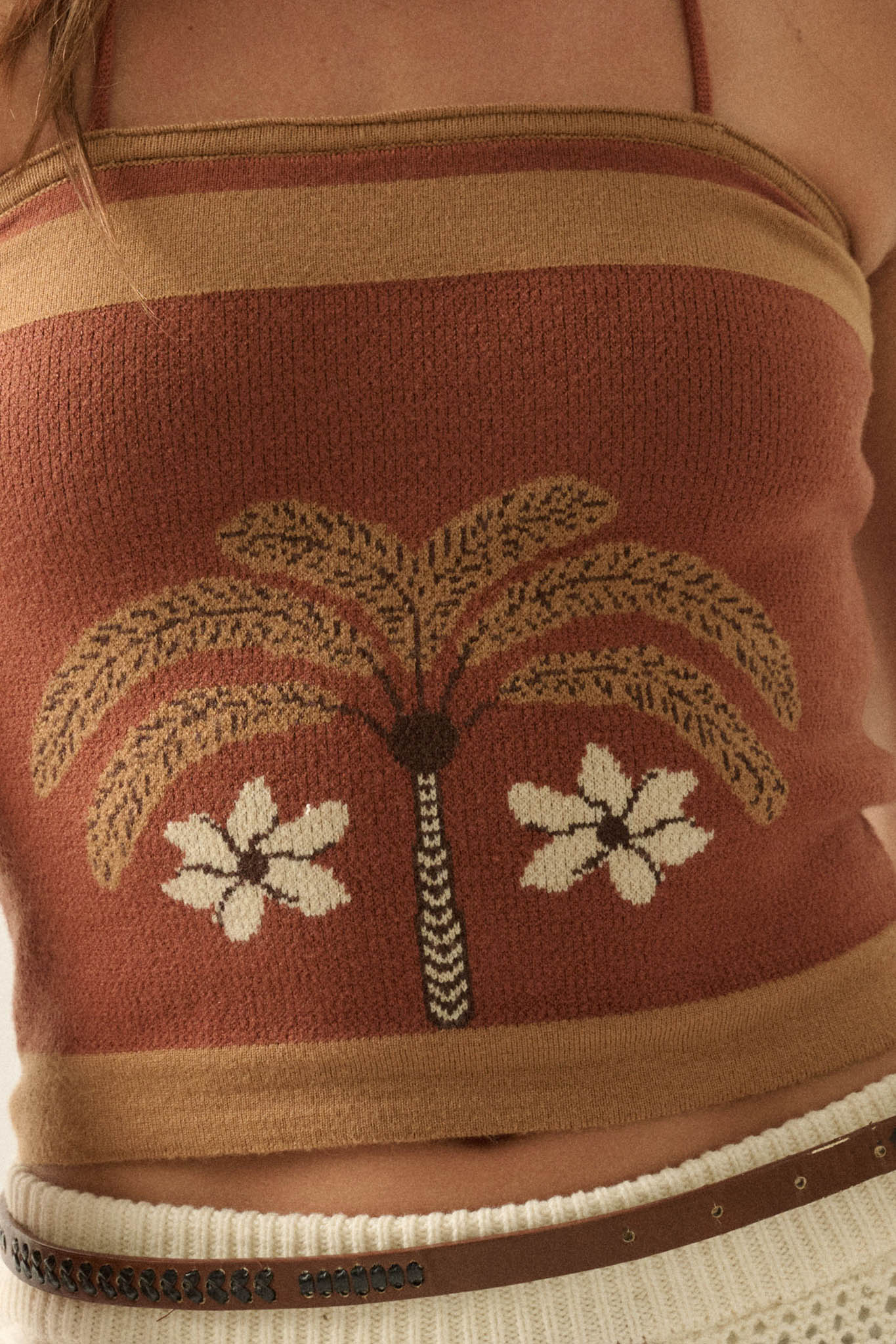 Safari Days Tropical Jacquard-Knit Halter Crop Top - ShopPromesa