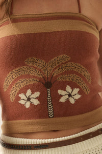 Safari Days Tropical Jacquard-Knit Halter Crop Top - ShopPromesa