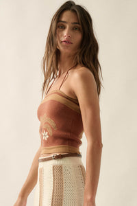 Safari Days Tropical Jacquard-Knit Halter Crop Top - ShopPromesa
