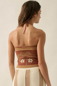 Safari Days Tropical Jacquard-Knit Halter Crop Top - ShopPromesa